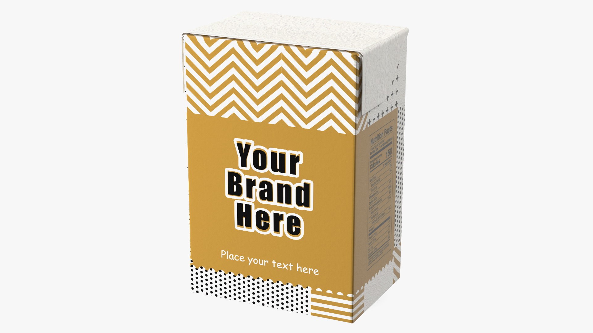 Rectangular Aseptic Carton Package Mockup Gold 3D model preview