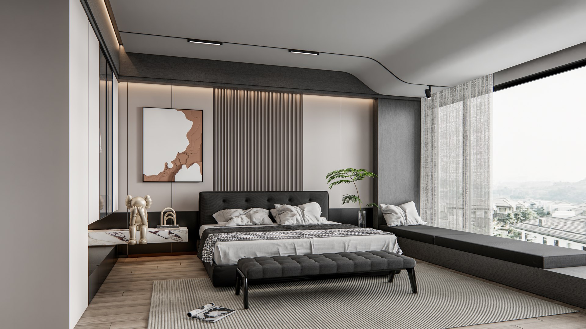 3D Modern Bedroom interior Scene model - TurboSquid 2134001