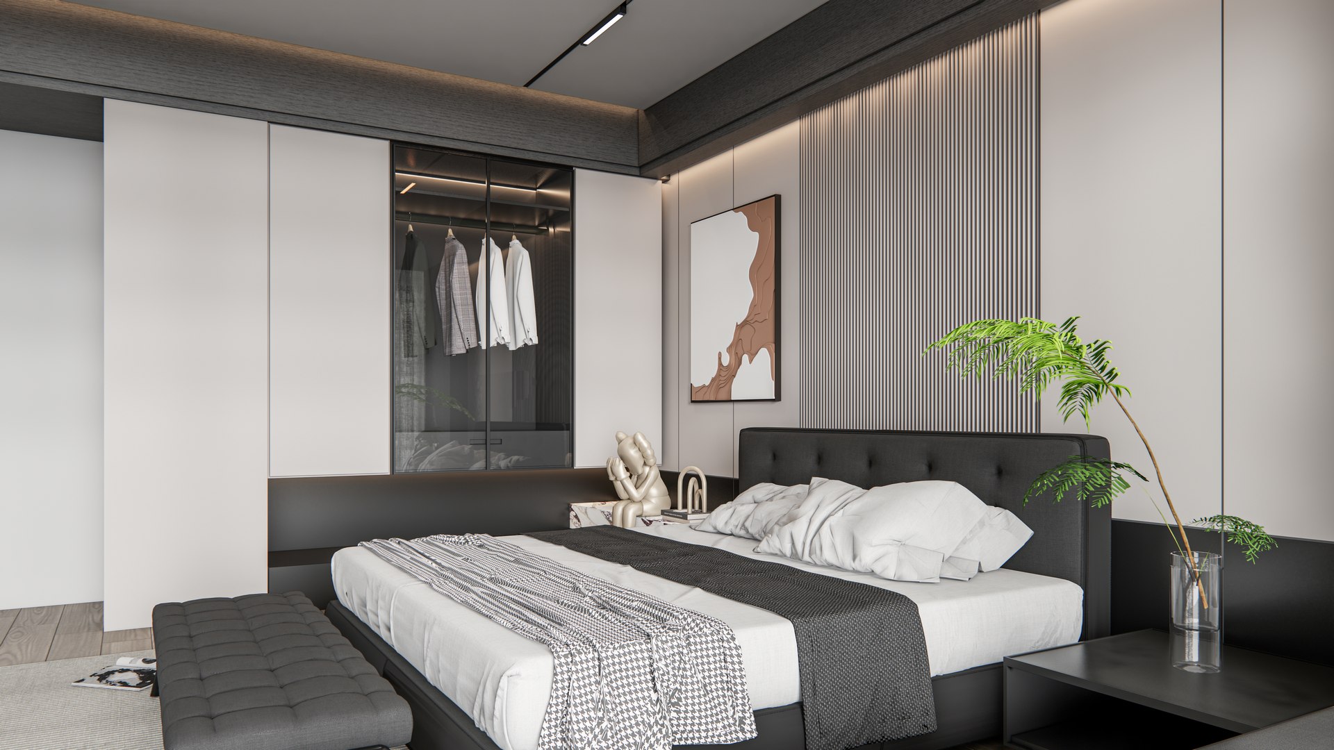 3D Modern Bedroom interior Scene model - TurboSquid 2134001