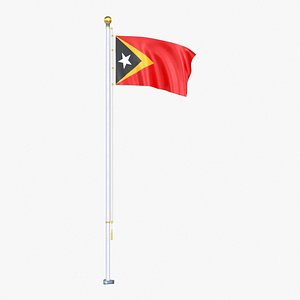 East Timor Flag Stand Pole Animated Loop 3D model