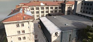 3D Large Old Soviet Building Rooftops model