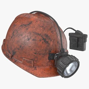 Miner Helmet with Lamp Dirty 3D model