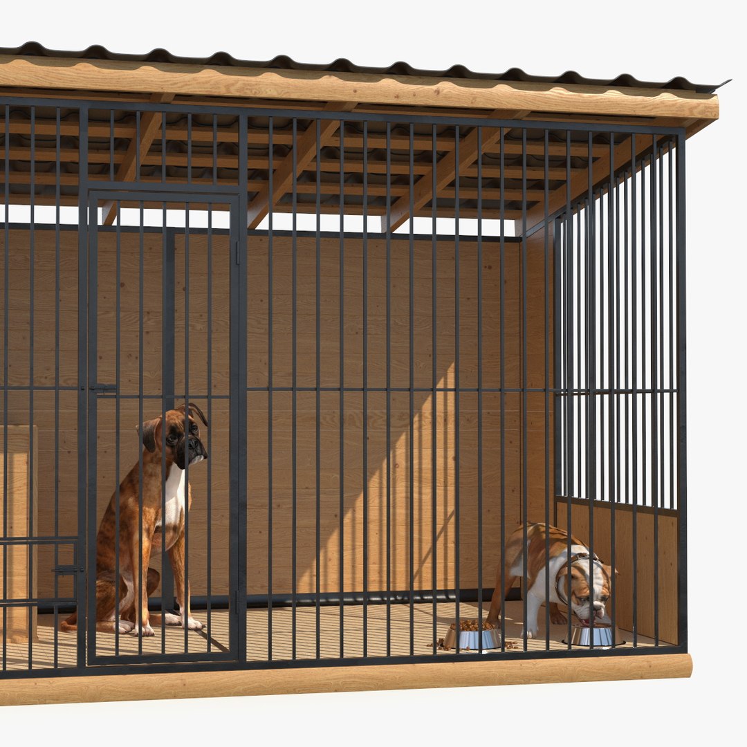 Kennel with Dogs Fur 3D model preview