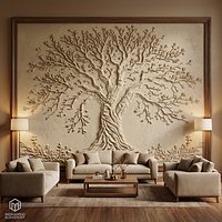 modern tree panel wall decor set relief stl mural CNC 310