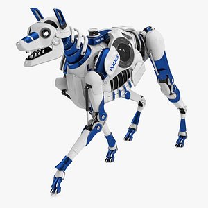 Futuristic Police Robot Dog Walking Pose