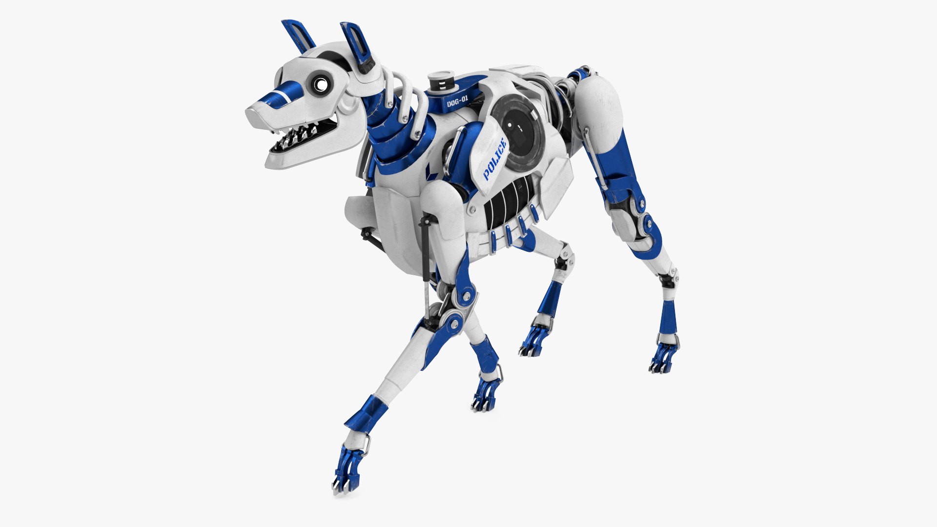 Futuristic Police Robot Dog Walking Pose 3D model preview