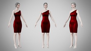 Dress 19 Burgundy Velvet 3D model