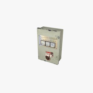 Retro Industrial Electrical Box with Gauges - Low Poly PBR
