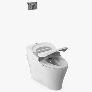 3D Smart Toilet with Remote Control Panel