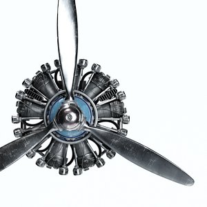 Airplane Radial Engine with Propeller