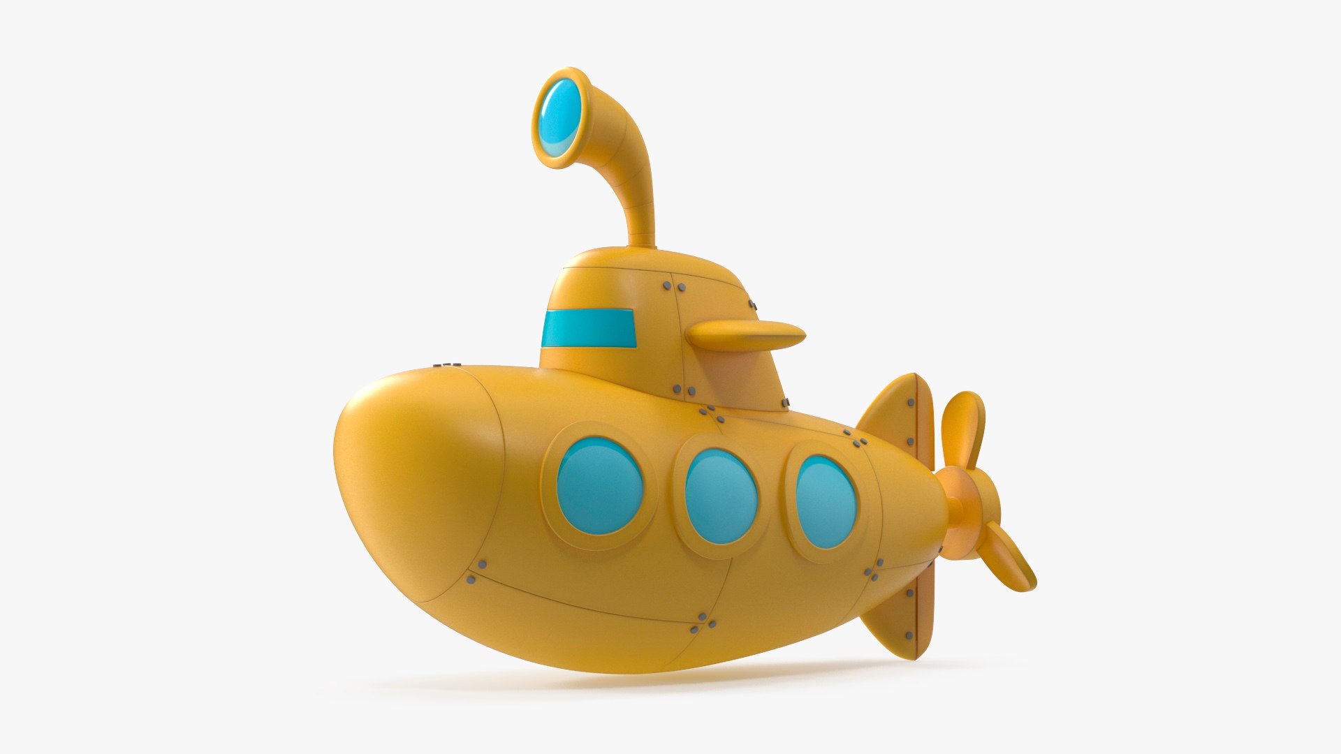 Cartoon Submarine Yellow 3D model preview