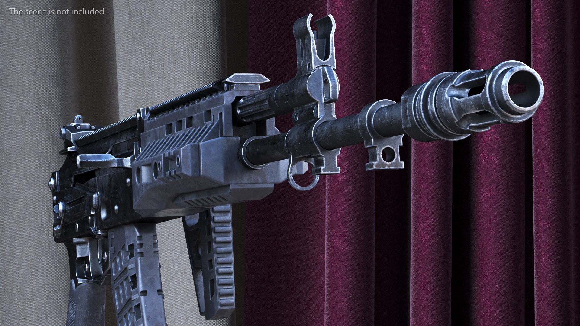 3D model Worn Out Assault Rifle AK-12 Folded Stock - TurboSquid 2131760