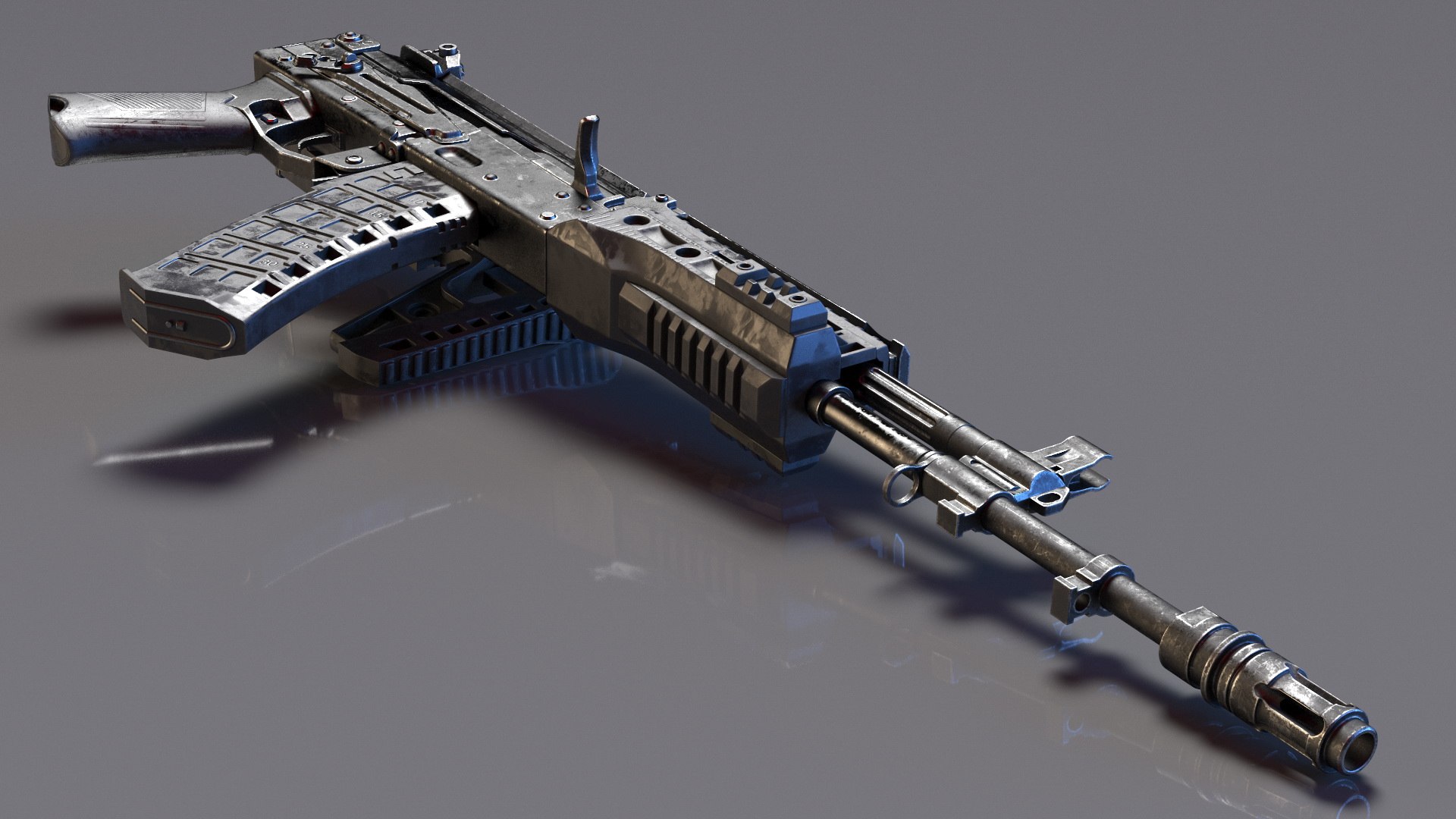 3D model Worn Out Assault Rifle AK-12 Folded Stock - TurboSquid 2131760