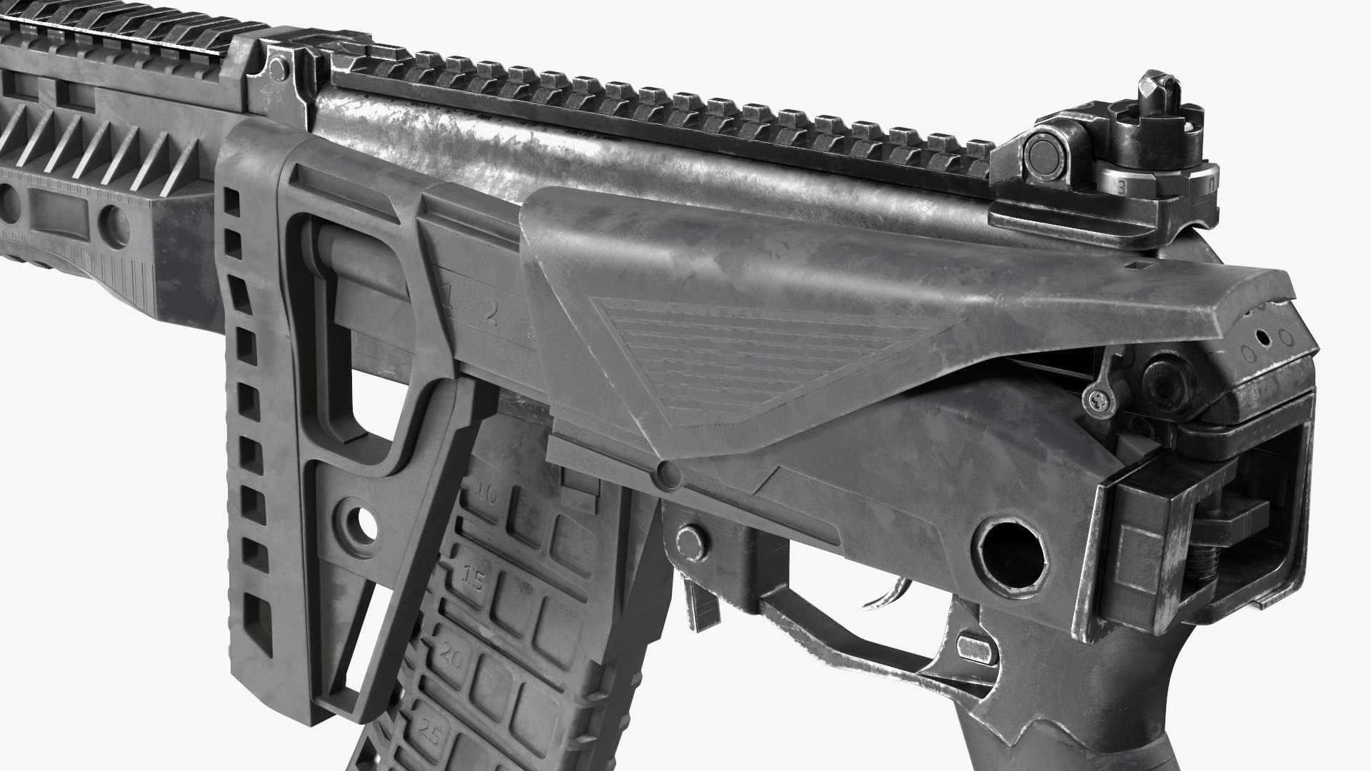 3D model Worn Out Assault Rifle AK-12 Folded Stock - TurboSquid 2131760