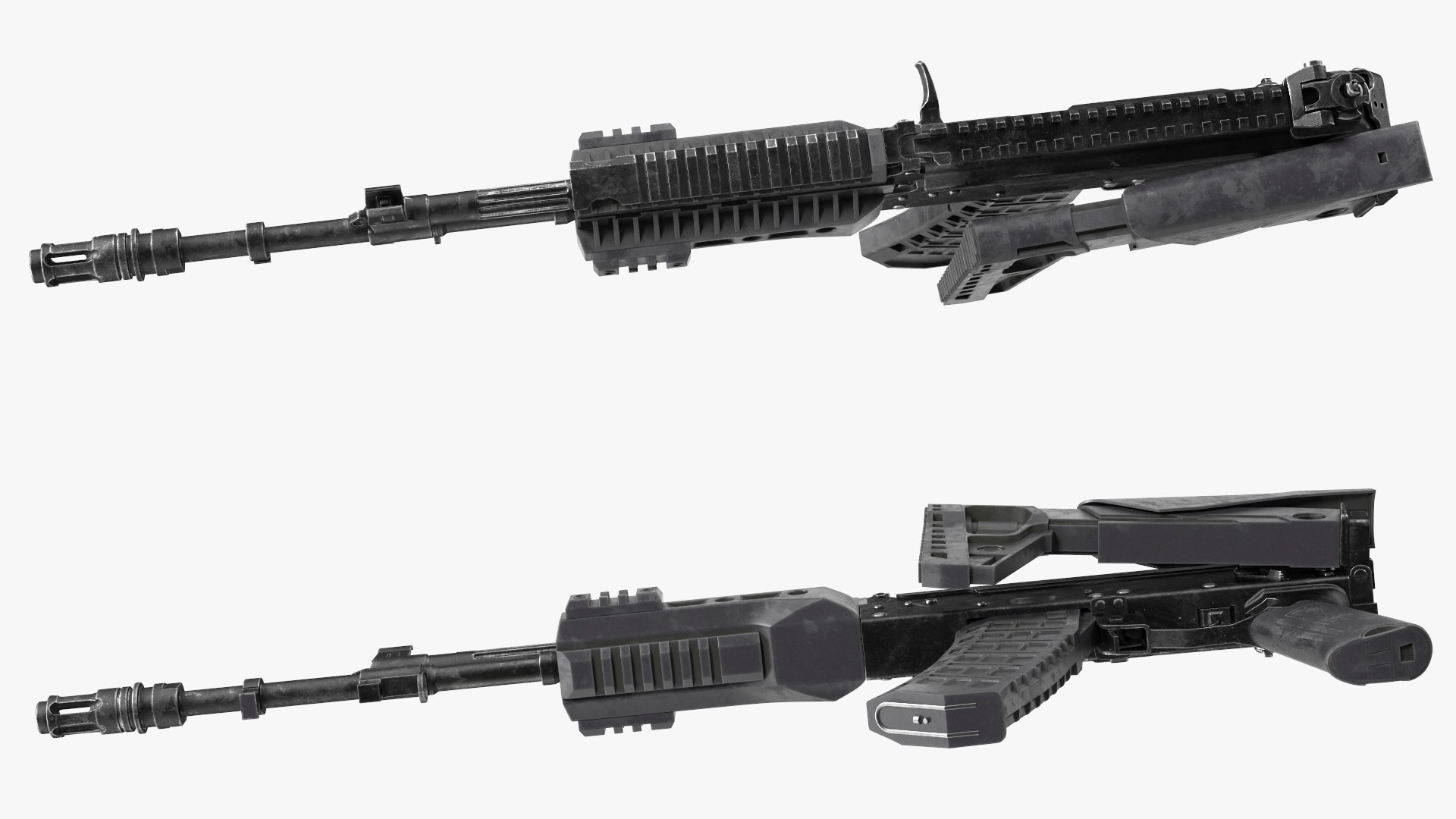 3D model Worn Out Assault Rifle AK-12 Folded Stock - TurboSquid 2131760