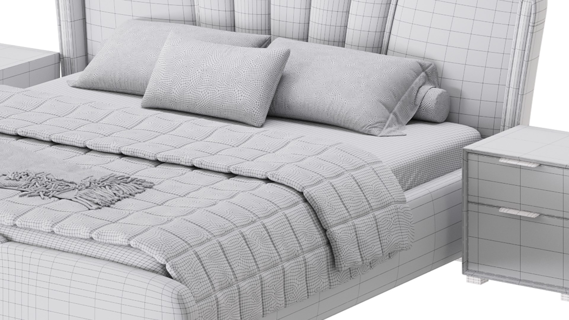 Queen Size Bed 3d Turbosquid 2192448