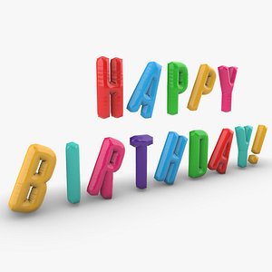 3D model Happy Birthday Colorful Decoration Balloons