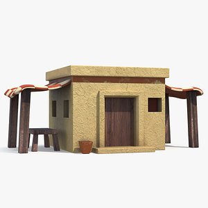 3D Realistic Arabian House with Sheds and Bench model