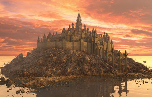 3D Fantasy City Castle Island model