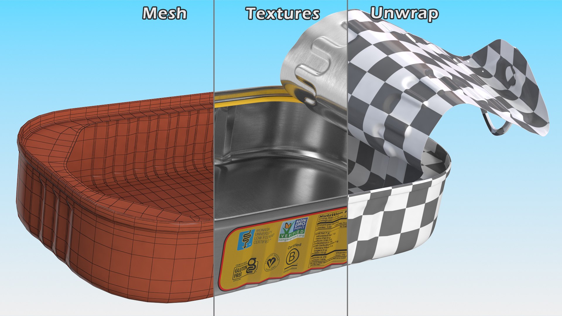 3D Open Empty Rectangular Sardine Can model https://p.turbosquid.com/ts-thumb/IK/yXApHE/H1/openemptyrectangularsardinecanvray3dmodel015/jpg/1633933460/1920x1080/fit_q87/75b72c55d5a0255327033f6b5fa56faa338236a6/openemptyrectangularsardinecanvray3dmodel015.jpg