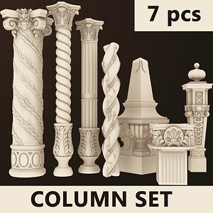 columns 7 set 3d dxf