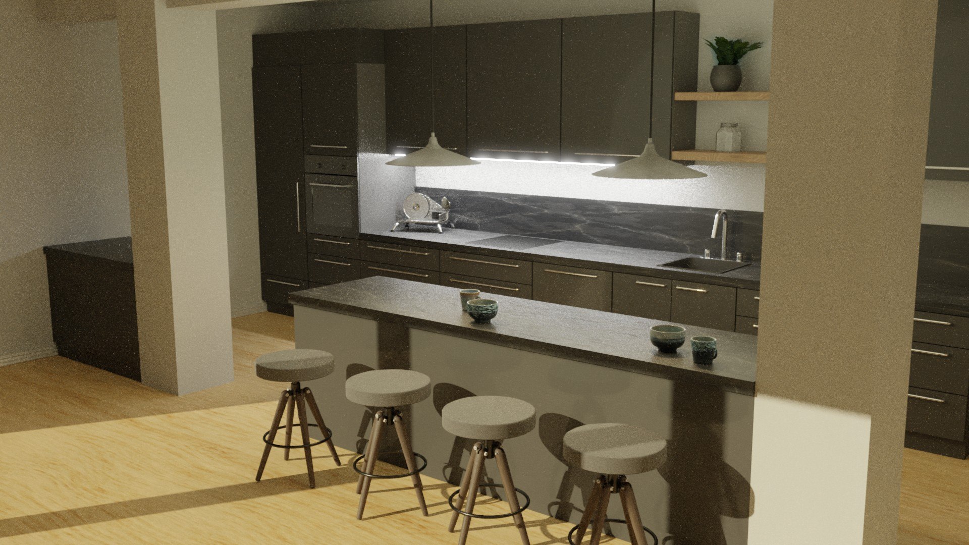 Dark Kitchen Model TurboSquid 1502469