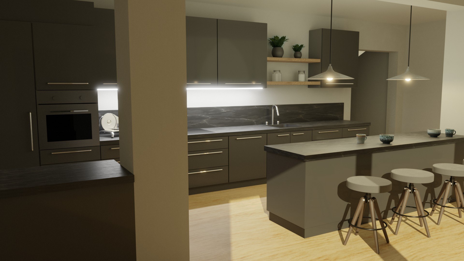 Dark Kitchen Model TurboSquid 1502469