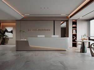 Modern Office Lobby Reception Scene 3D model