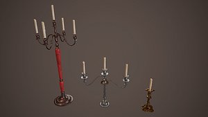 3D candlestands candlestick pbr model