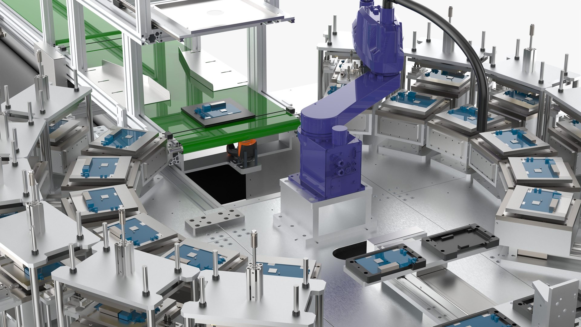 3D Model Automatic Circuit Board Robot Handling And Testing Machine ...
