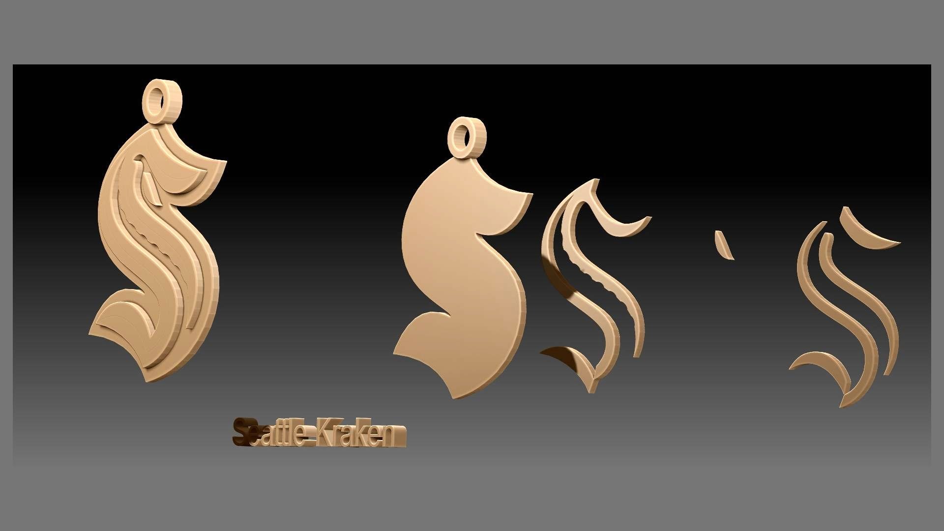 Seattle Kraken Keychan Shield Printable And PBR 3D Model - TurboSquid ...