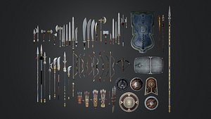 Cold weapons Medieval Cold Weapons 3D Model Collection 50 Pieces