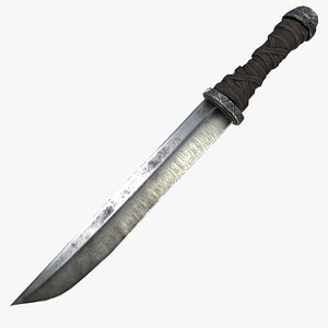 Fantasy Sword RPG Scandanavian Broad Seax Sax Sword Knife Shortsword Dagger Blade Sax  Viking 3D