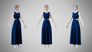 3D Dress 31 Indigo Velvet With Design model