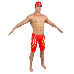 3D swimmer man