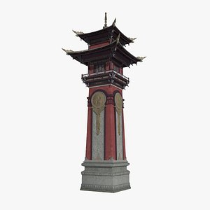 Asian Ancient Architecture Taoist Pagoda 3D model
