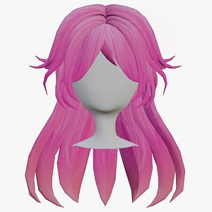 Vibrant Pink Anime Style Female Hair 3D