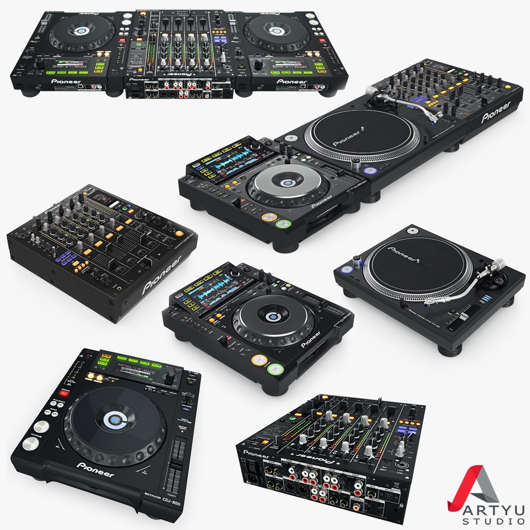 3D Pioneer DJ Set 3 DJM0750 MK2 And CDJ 3000 Nexus Model