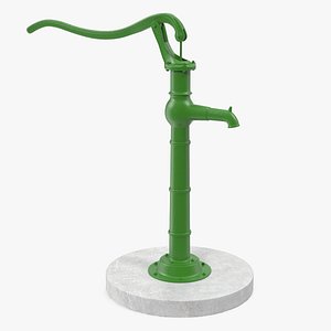 3D restored vintage hand water pump model