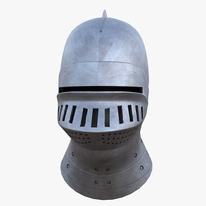 Medieval Knight Helmet Armor Low Poly PBR 4K Game Ready 3D Model