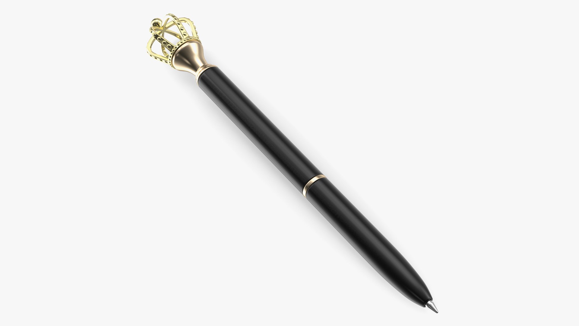 King Crown Ballpoint Pen Black 3D model preview