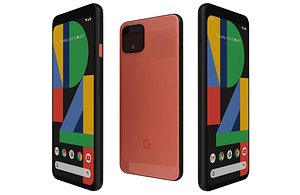 3D Google Pixel 4 Orange Low Poly model