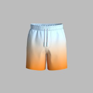 Mens Ombre effect shorts orange and sky blue 3D model