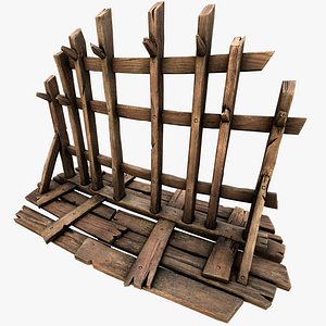 3D Medieval Wooden Crossbow Weapon Rack Armory model