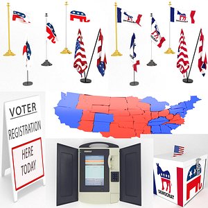 3D usa election set flag model