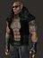 Modelo 3D realista de personagem de lutador negro equipado