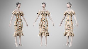 Dress 17 Abstract Tribal Stripe model