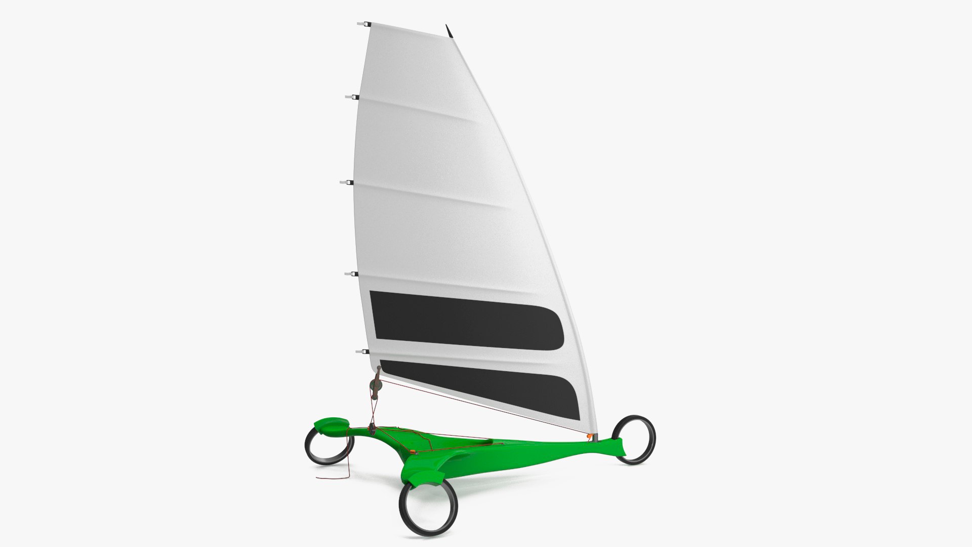 Futuristic Land Sand Yacht Green Rigged 3D model preview