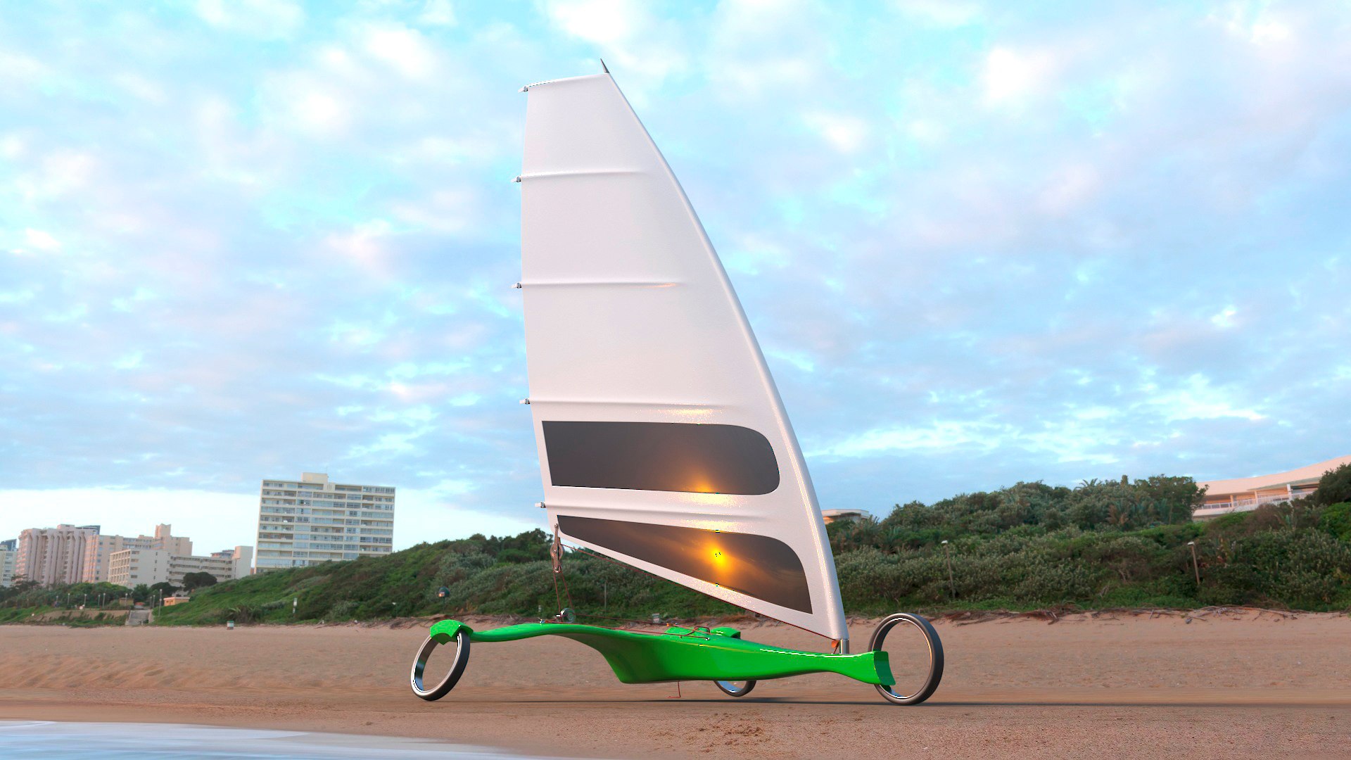 3D Futuristic Land Sand Yacht Green Rigged Model - TurboSquid 2217974