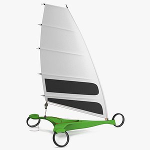 3D Futuristic Land Sand Yacht Green Rigged model